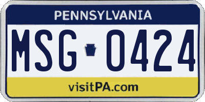 PA license plate MSG0424