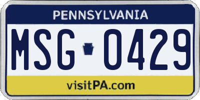 PA license plate MSG0429