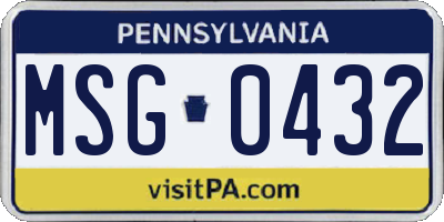 PA license plate MSG0432