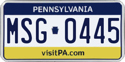 PA license plate MSG0445
