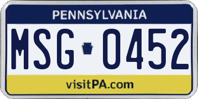 PA license plate MSG0452
