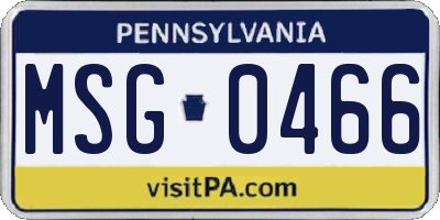 PA license plate MSG0466