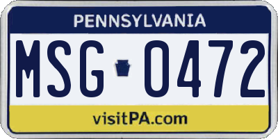 PA license plate MSG0472