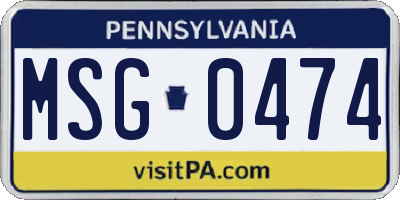 PA license plate MSG0474
