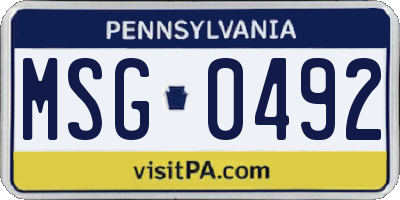 PA license plate MSG0492