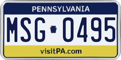 PA license plate MSG0495