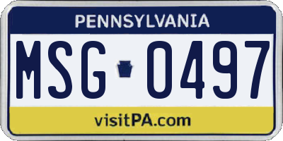 PA license plate MSG0497