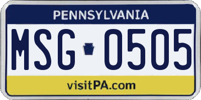 PA license plate MSG0505