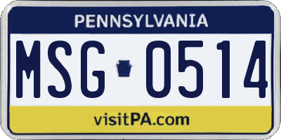 PA license plate MSG0514