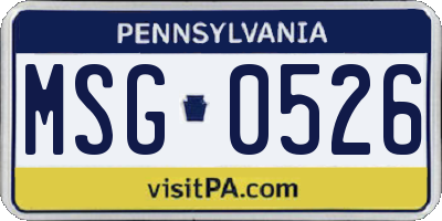 PA license plate MSG0526
