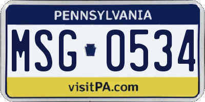 PA license plate MSG0534