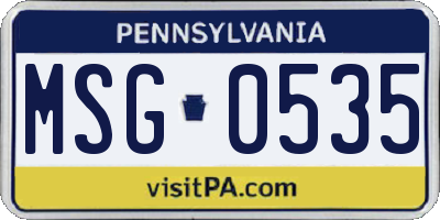 PA license plate MSG0535
