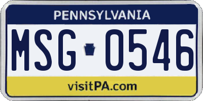PA license plate MSG0546