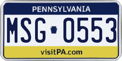 PA license plate MSG0553
