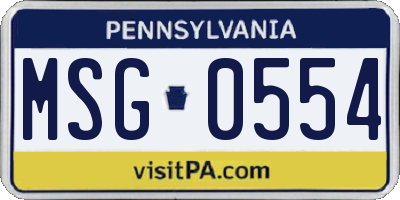 PA license plate MSG0554