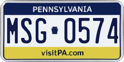 PA license plate MSG0574
