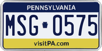 PA license plate MSG0575