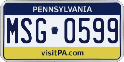 PA license plate MSG0599