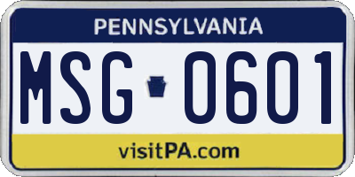 PA license plate MSG0601