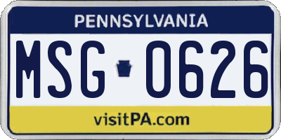 PA license plate MSG0626