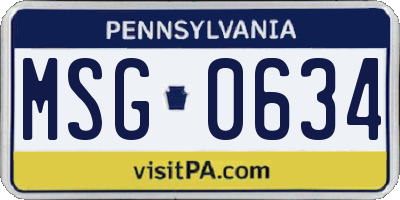 PA license plate MSG0634