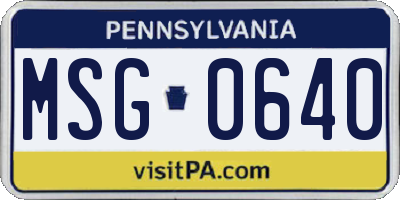 PA license plate MSG0640