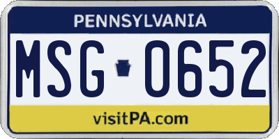 PA license plate MSG0652