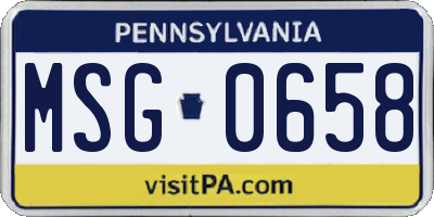 PA license plate MSG0658