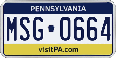 PA license plate MSG0664