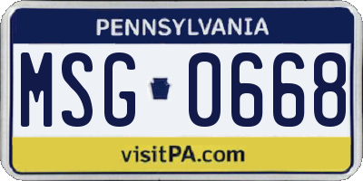 PA license plate MSG0668
