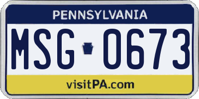 PA license plate MSG0673