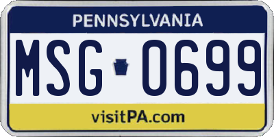 PA license plate MSG0699