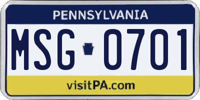 PA license plate MSG0701
