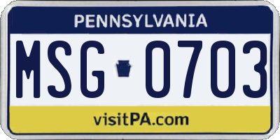 PA license plate MSG0703