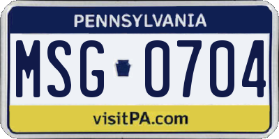 PA license plate MSG0704