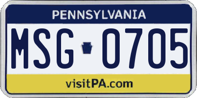 PA license plate MSG0705