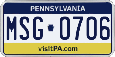 PA license plate MSG0706