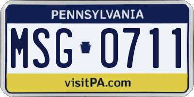 PA license plate MSG0711