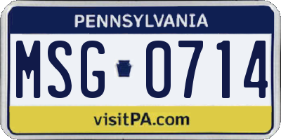 PA license plate MSG0714