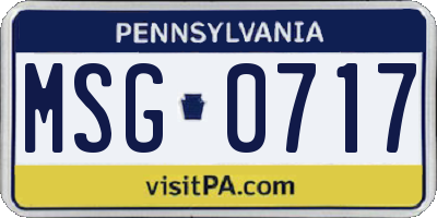 PA license plate MSG0717