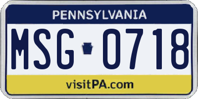 PA license plate MSG0718