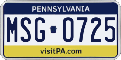 PA license plate MSG0725