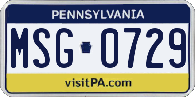 PA license plate MSG0729