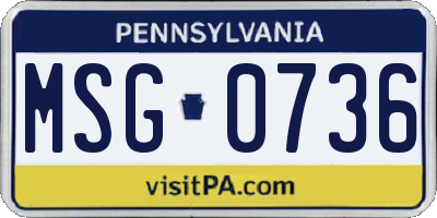 PA license plate MSG0736