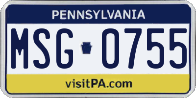 PA license plate MSG0755