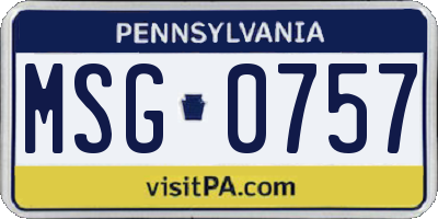 PA license plate MSG0757