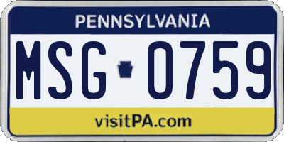 PA license plate MSG0759