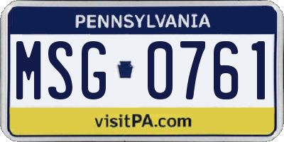 PA license plate MSG0761
