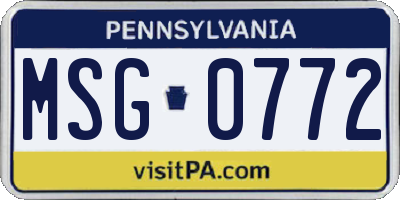 PA license plate MSG0772