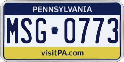 PA license plate MSG0773